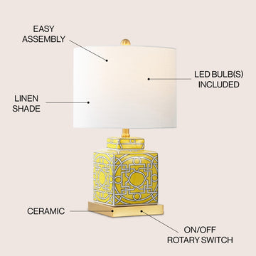 Catherine 22" Ceramic/Metal Ginger Jar LED Table Lamp - JONATHAN Y
